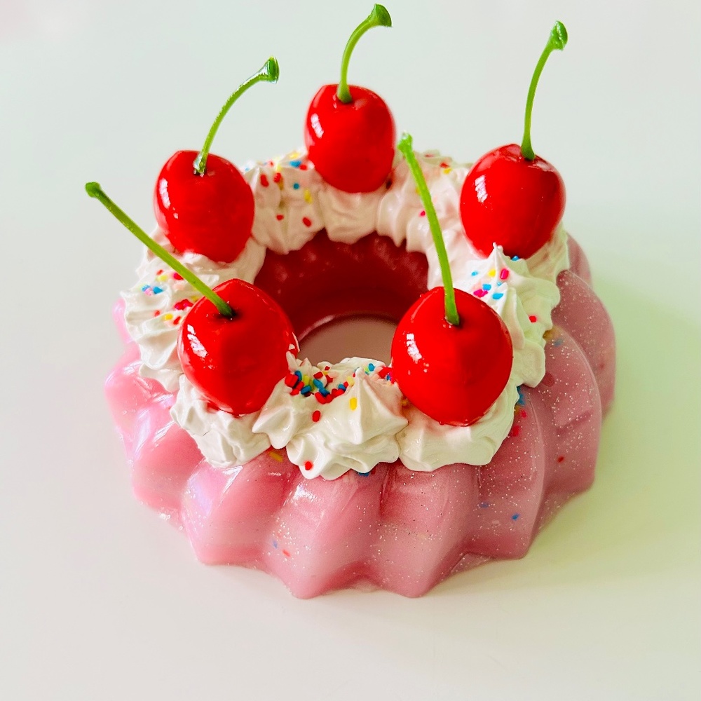 Glitter Kitschy Funky Pop Art Dopamine Decor Fake Food Cake And Cherry Wall Hang